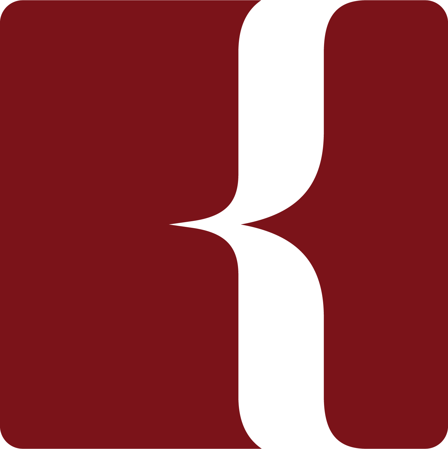 Abstract graphic design with red background, black curved shapes, and rounded edges.
