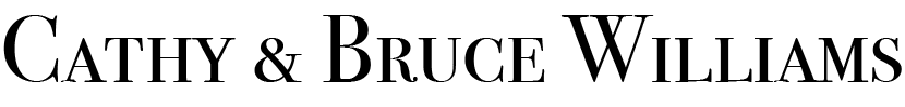 Text reading 'Cathy & Bruce Williams' in black serif font on a white background.
