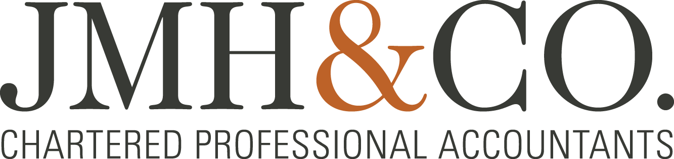 Logo of JMH & Co Chartered Professional Accountants with large black and orange text.