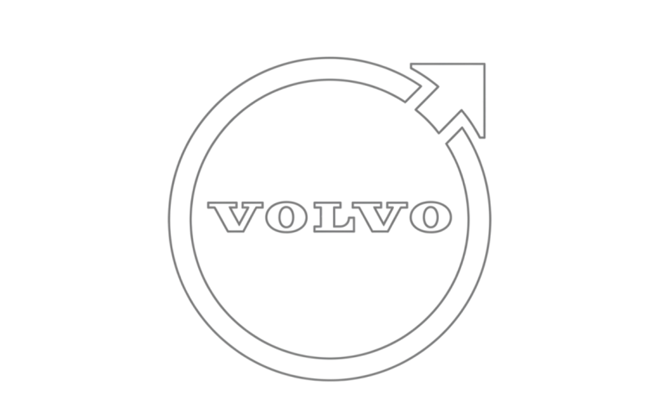 Neon sign of a circular arrow surrounding the word 'Volvo' in the center.
