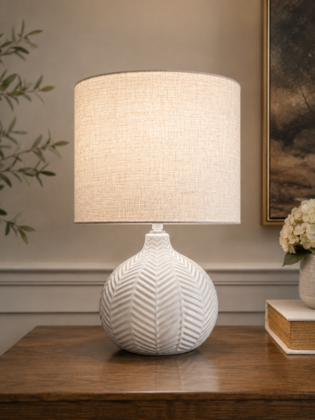 Textured Ivory Table Lamp — Similar Find,
My original lamp is from Target. I’ve linked a similar option with the same soft ivory finish and textured look that I love against the deeper wall color.
Shop a similar table lamp →