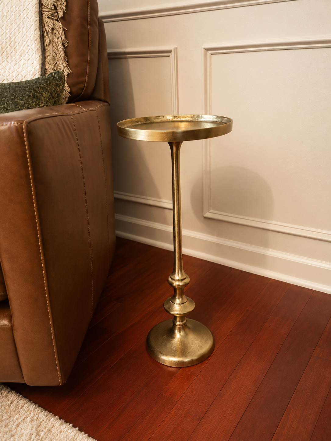 Iron Pedestal Side Table,
My brass pedestal table is from HomeGoods, so I’ve linked a similar option with the same slender profile and warm, aged finish.
Shop a similar side table →