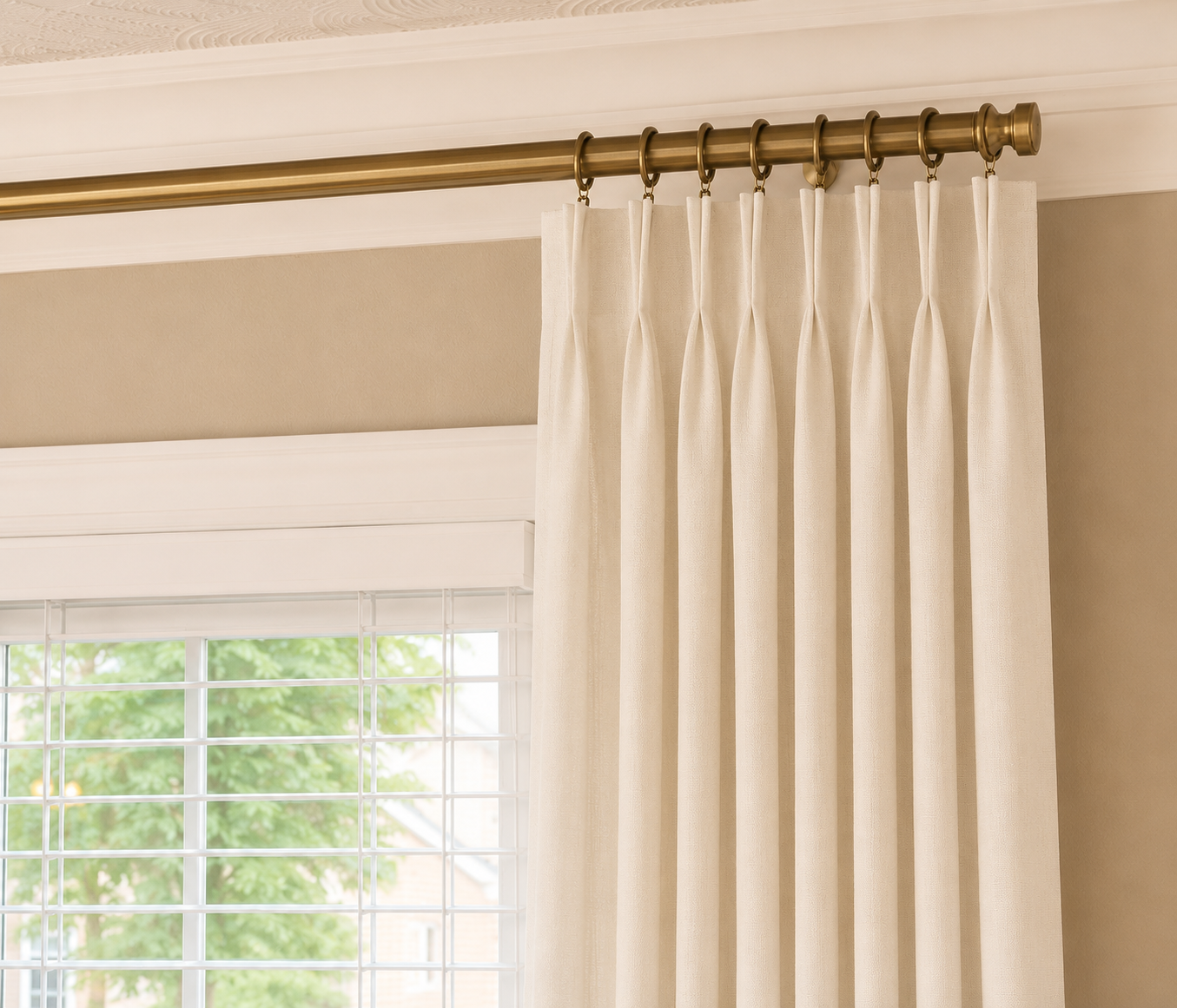 Antique Brass Drapery Rings,
I used matching antique brass rings for a cohesive, finished look and to carry that warm metal detail across the windows.
Shop the drapery rings →