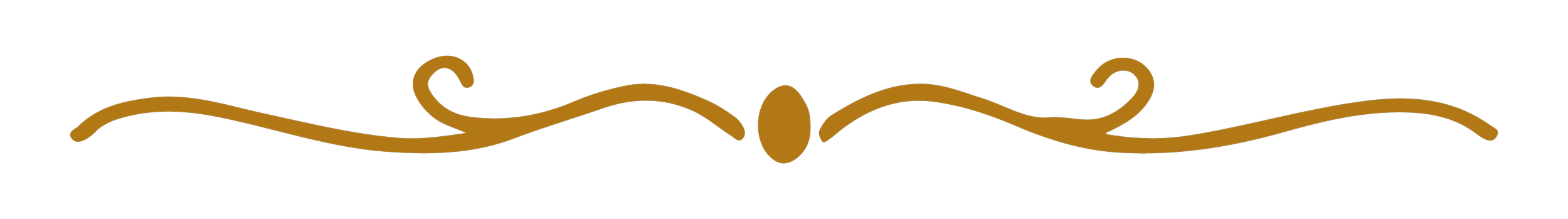 gold decorative horizontal line with scroll-like swirls and a central oval shape on a black background