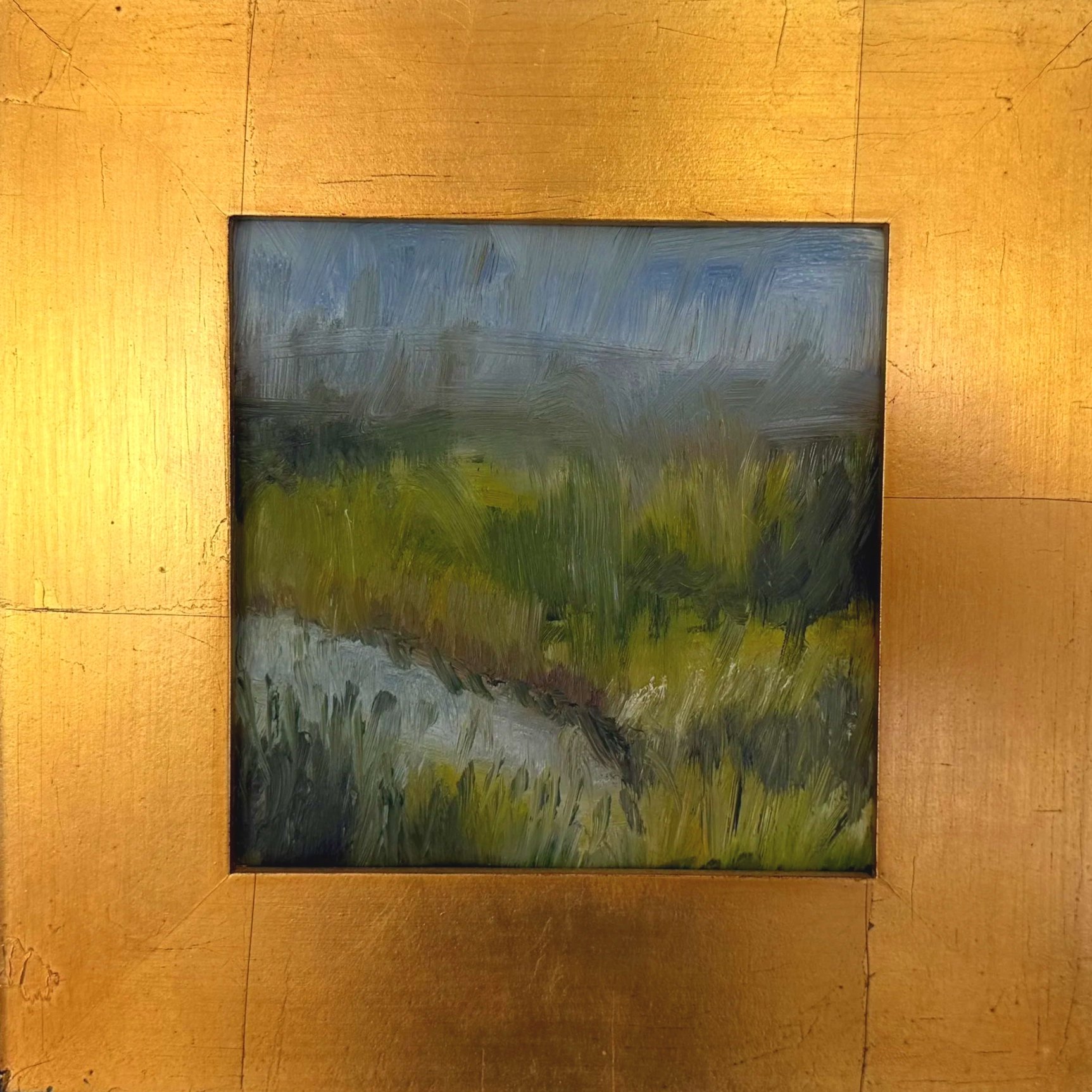 Marsh at Dusk, 6x6, Oil on treated Bristol.  $175.00, framed
