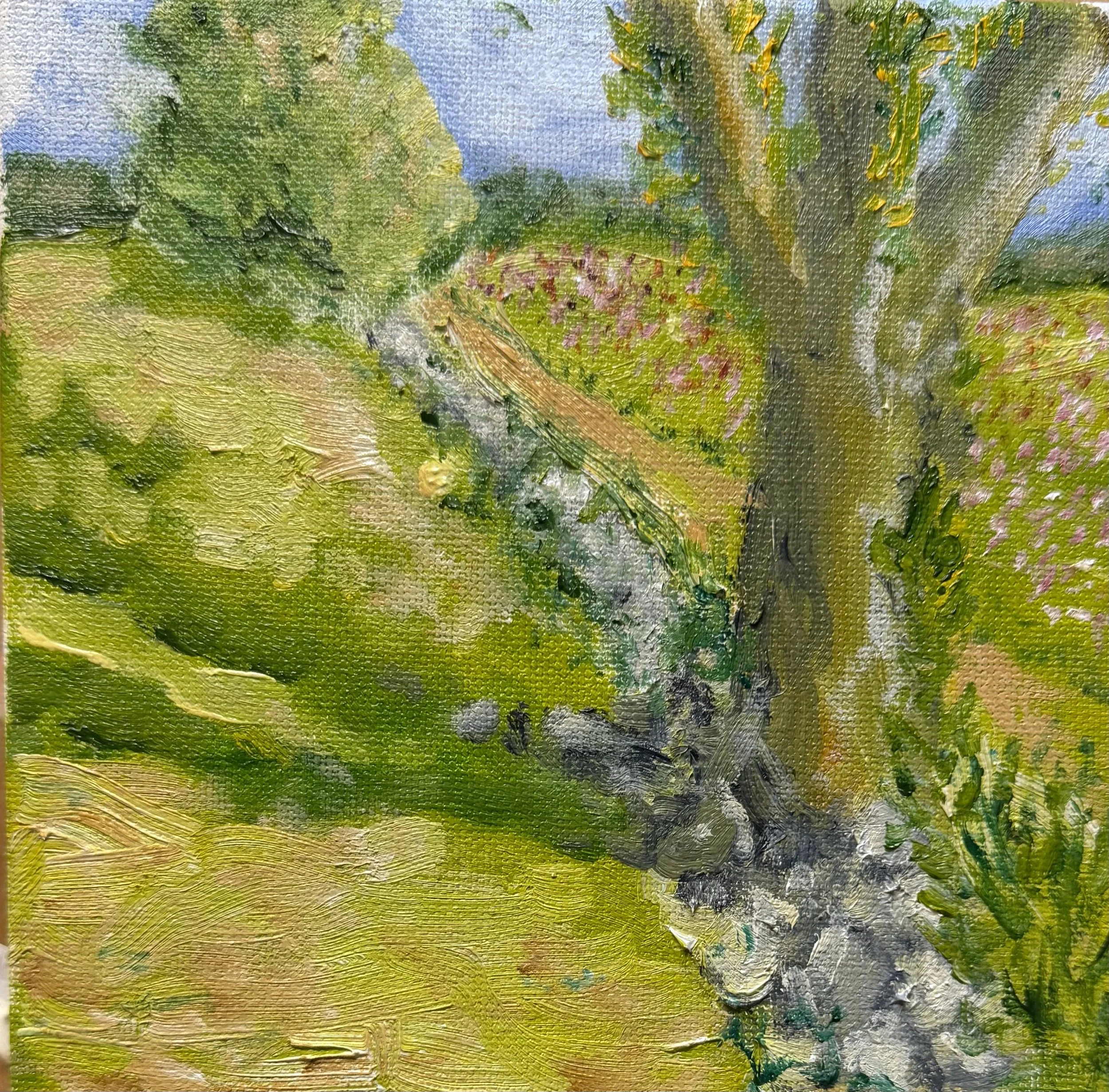 Cross Street Flower Farm 3, 4" x 4", oil on canvas, framed, $165.00