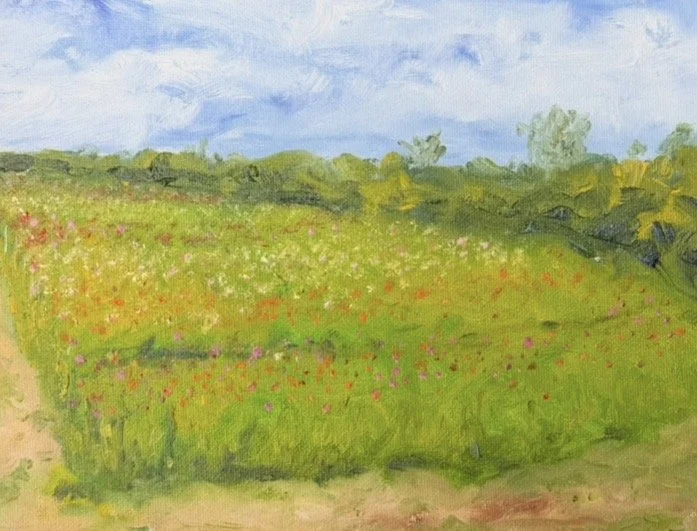 Cross Street Flower Farm 2, 8' x 10", oil on canvas. framed,  $165.00