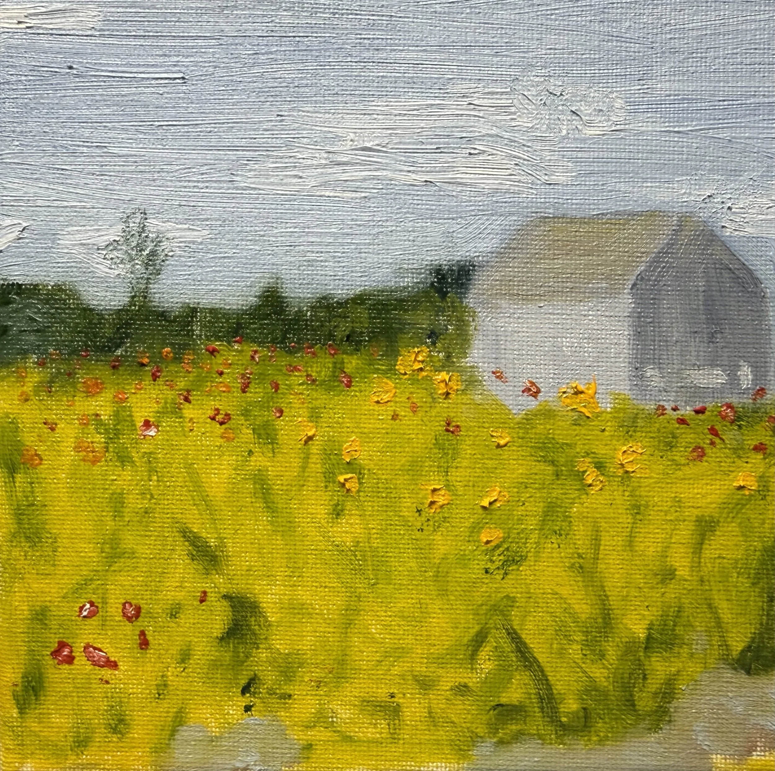 Cross Street Flower Farm 1, 4" x 4", oil on canvas, framed.  $165.00
