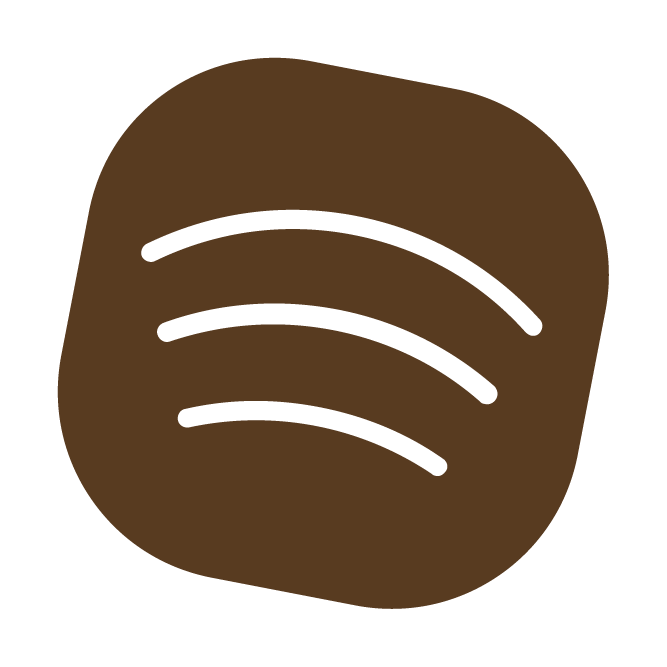 Spotify logo with a brown background and black lines.