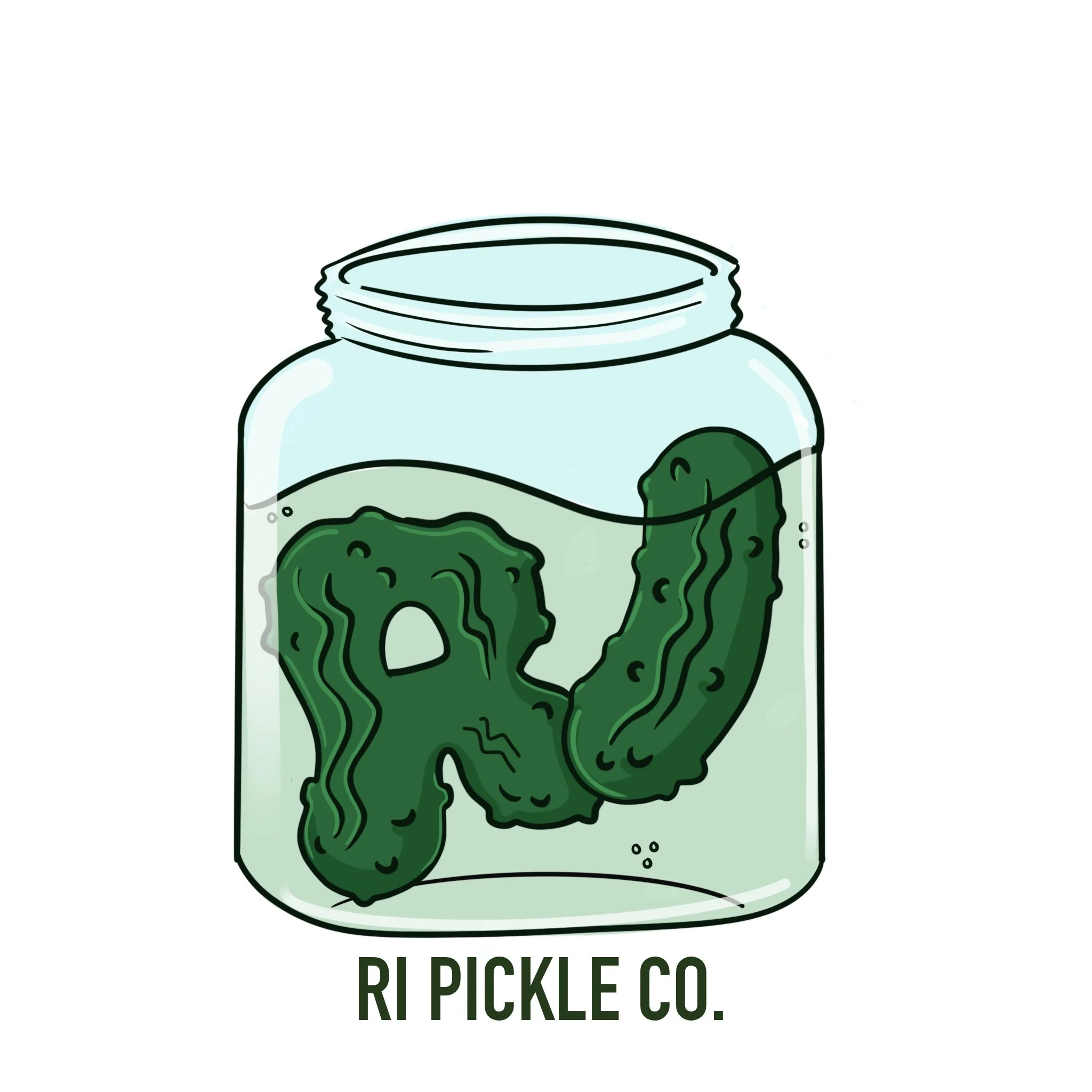 A logo concept for RI Pickle Co., a pickle business a friend was interested in starting. 