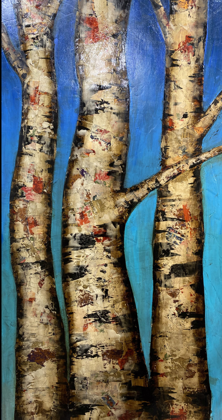 Birch Sesh, mixed media, 48 x 30 inches