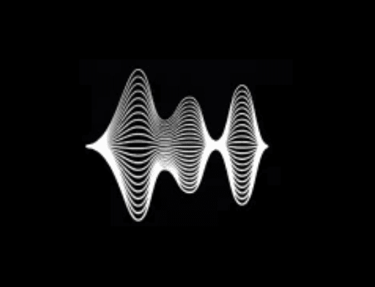 White sinusoidal wave pattern on a black background.