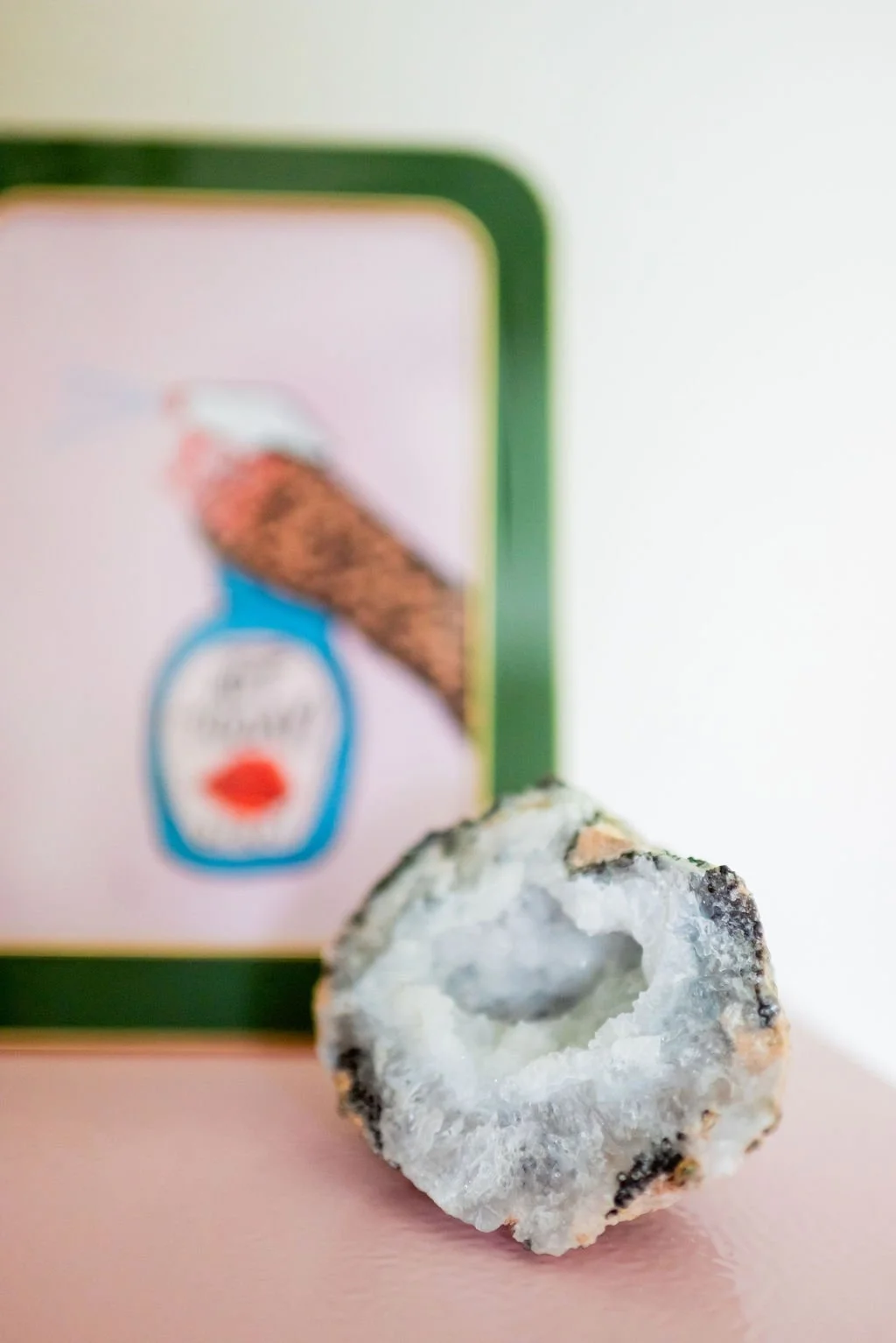 Crystal decoration in a colorful therapy office designed for young adults, creating a calming space for self-discovery, confidence building, and navigating life changes.