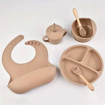 Silicone Dining Set — plate, bowl, cup, utensils & bib