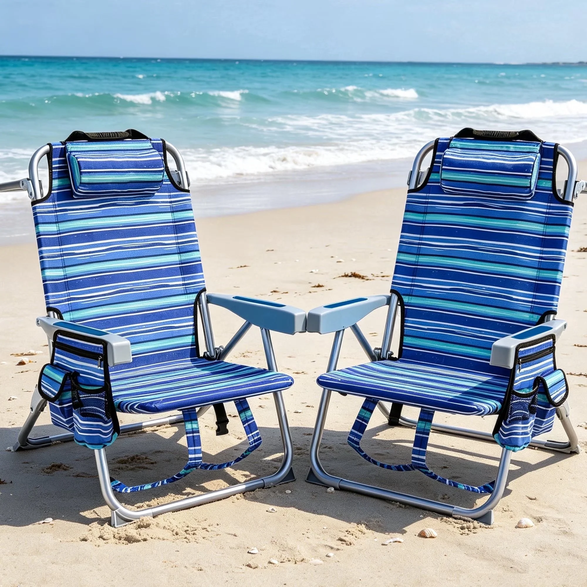 Premium Reclining Beach Chairs (pair)