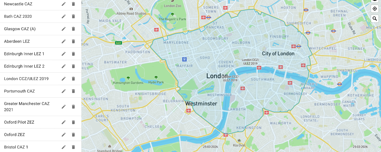 One-Click install UK Clean Air &amp; ULEZ Geo-Fence Zones