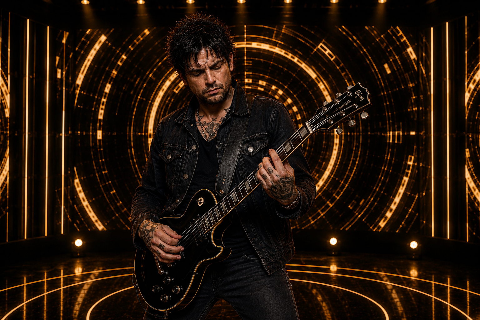 Ghost Town Criers guitarist Sammy Jay in the studio for the music video of the song 'Make It To Tomorrow'.