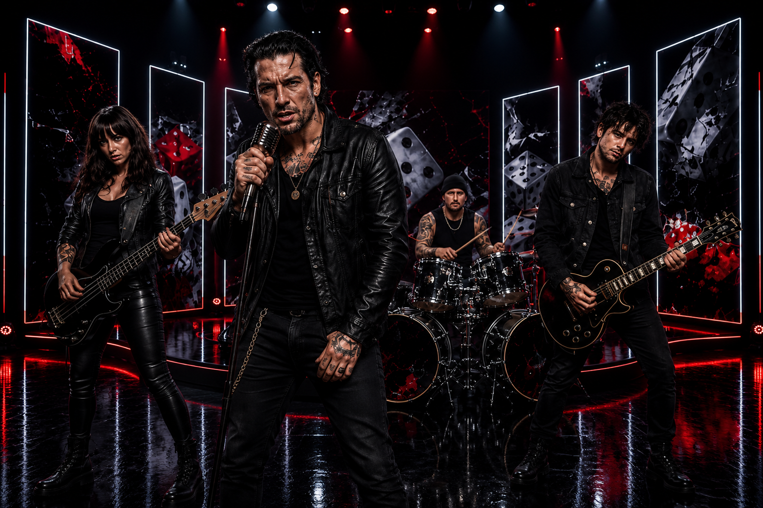 Rock band Ghost Town Criers perform in the studio for the music video of their song 'Rolled These Dice'