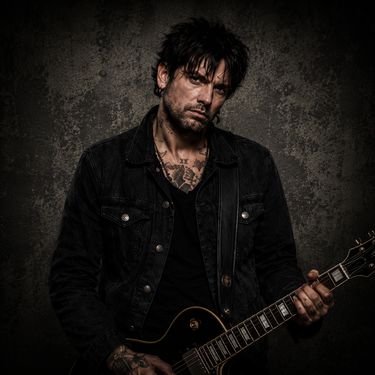 Ghost Town Criers guitarist Sammy Jay posed photoshoot.