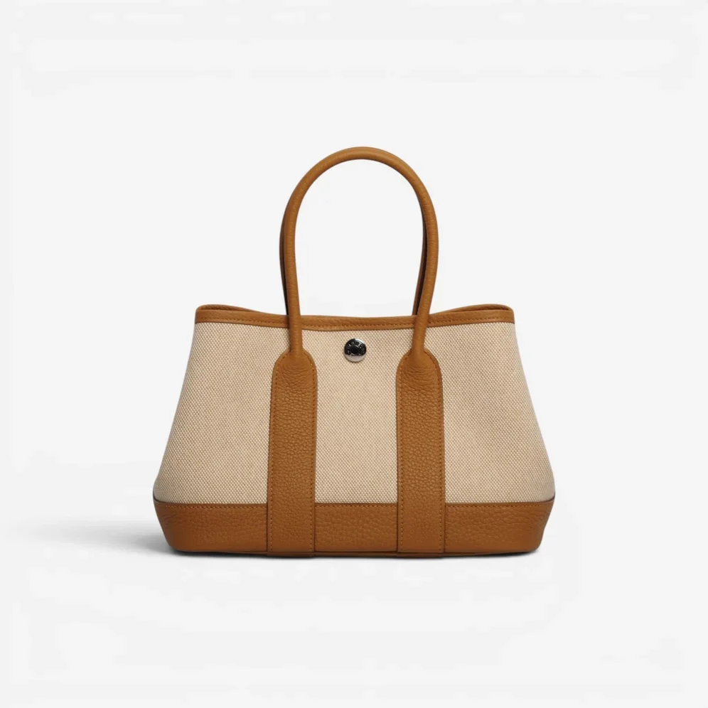 Hermès Neo Garden Party 23 Sesame Negonda & Ecru/ Paille Toile H Canvas Palladium Hardware Stamp G