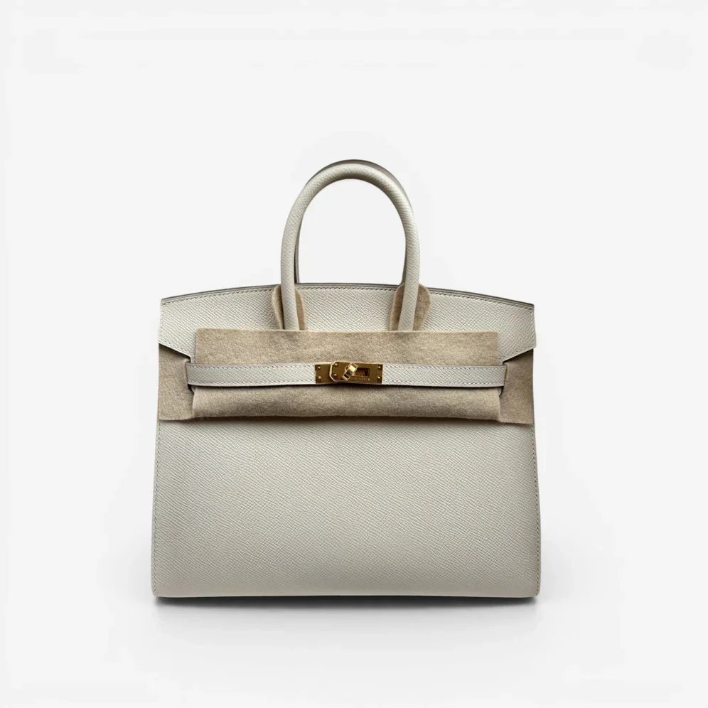Hermés Birkin 25 Sellier Craie Epsom Gold Hardware Stamp K