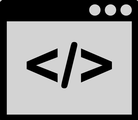 Computer code icon with HTML tags in a window