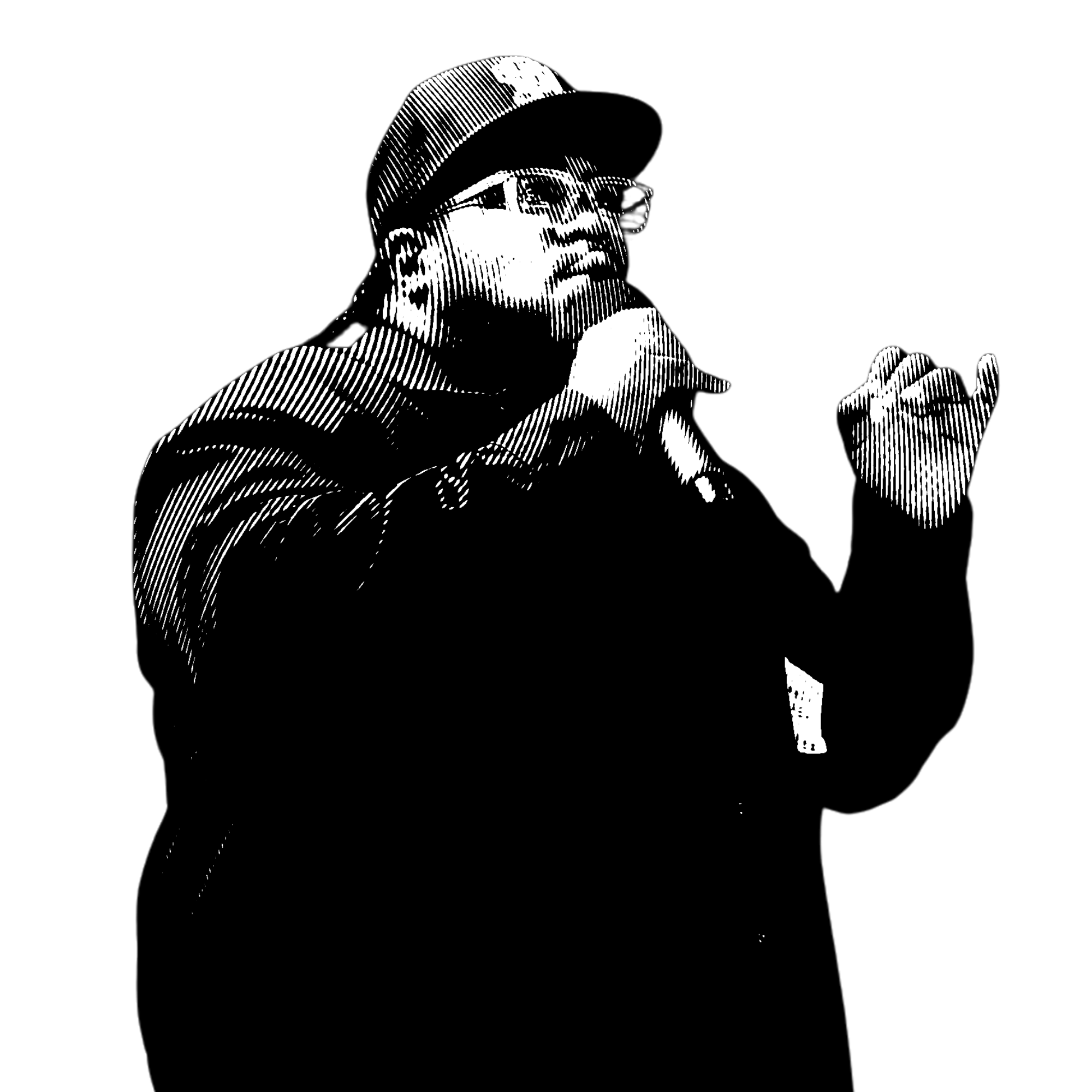 Black and white artistic rendering of Brandon Dawkins