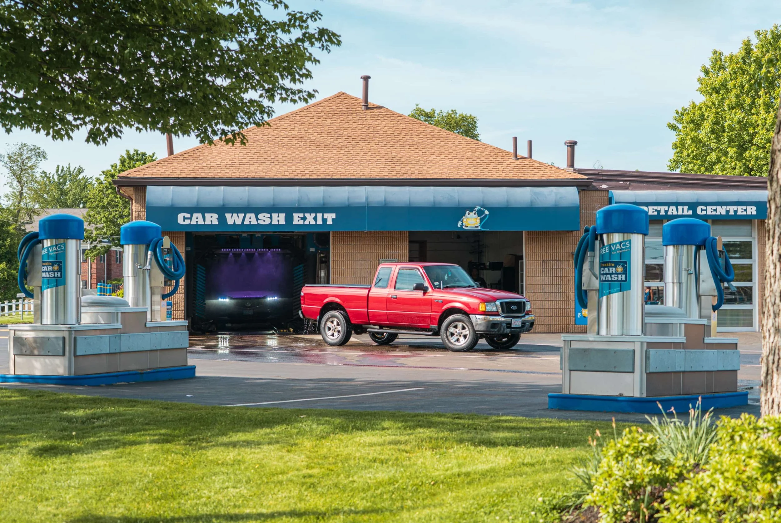 A clean truck exiting the franklin car wash