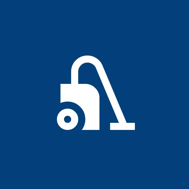 Icon of a vacuum cleaner on a blue background.