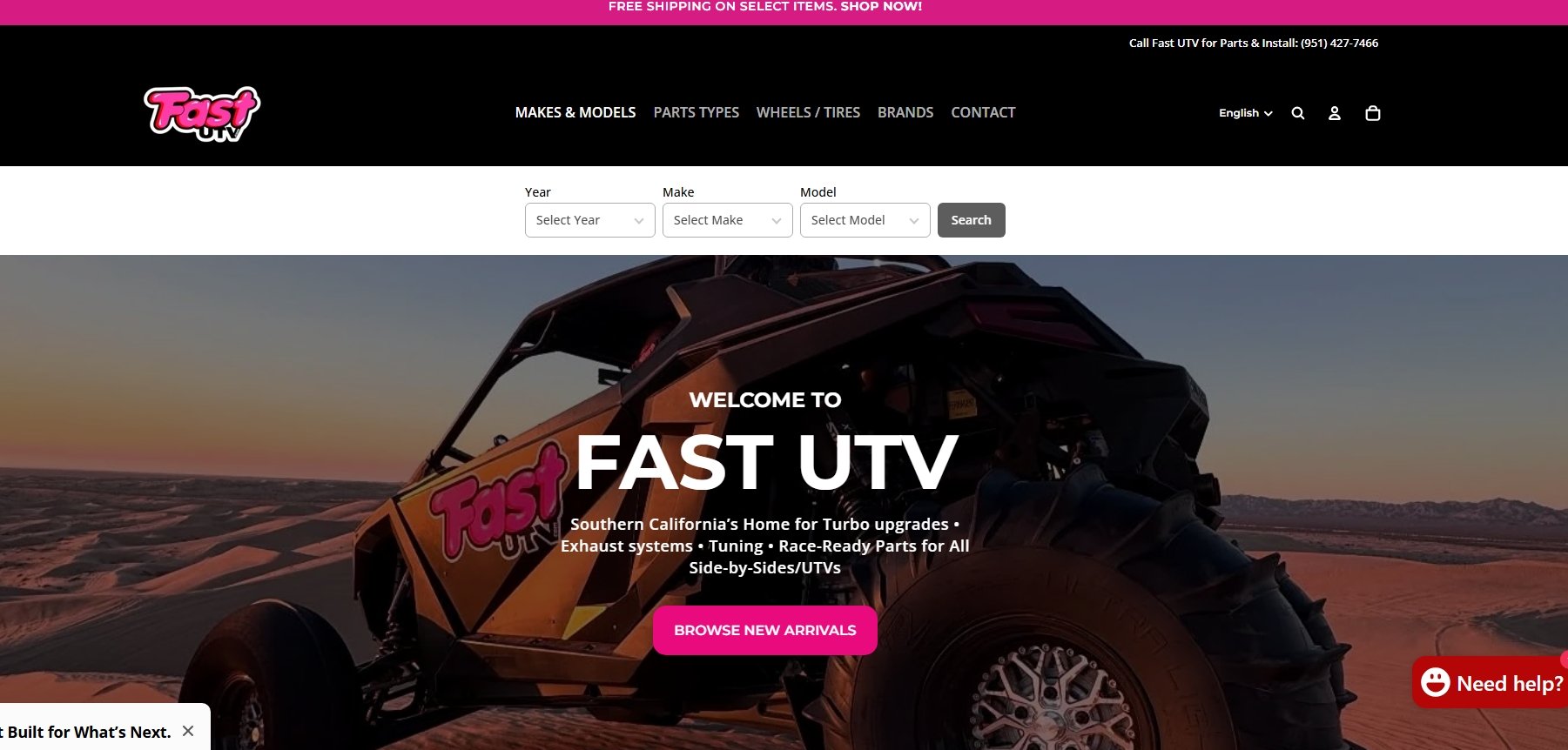 fast-utv-e-commerce website screenshot
