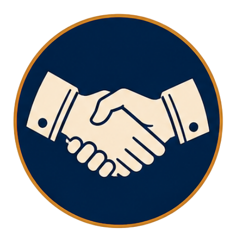 Icon of two hands shaking, symbolizing handshake or agreement.