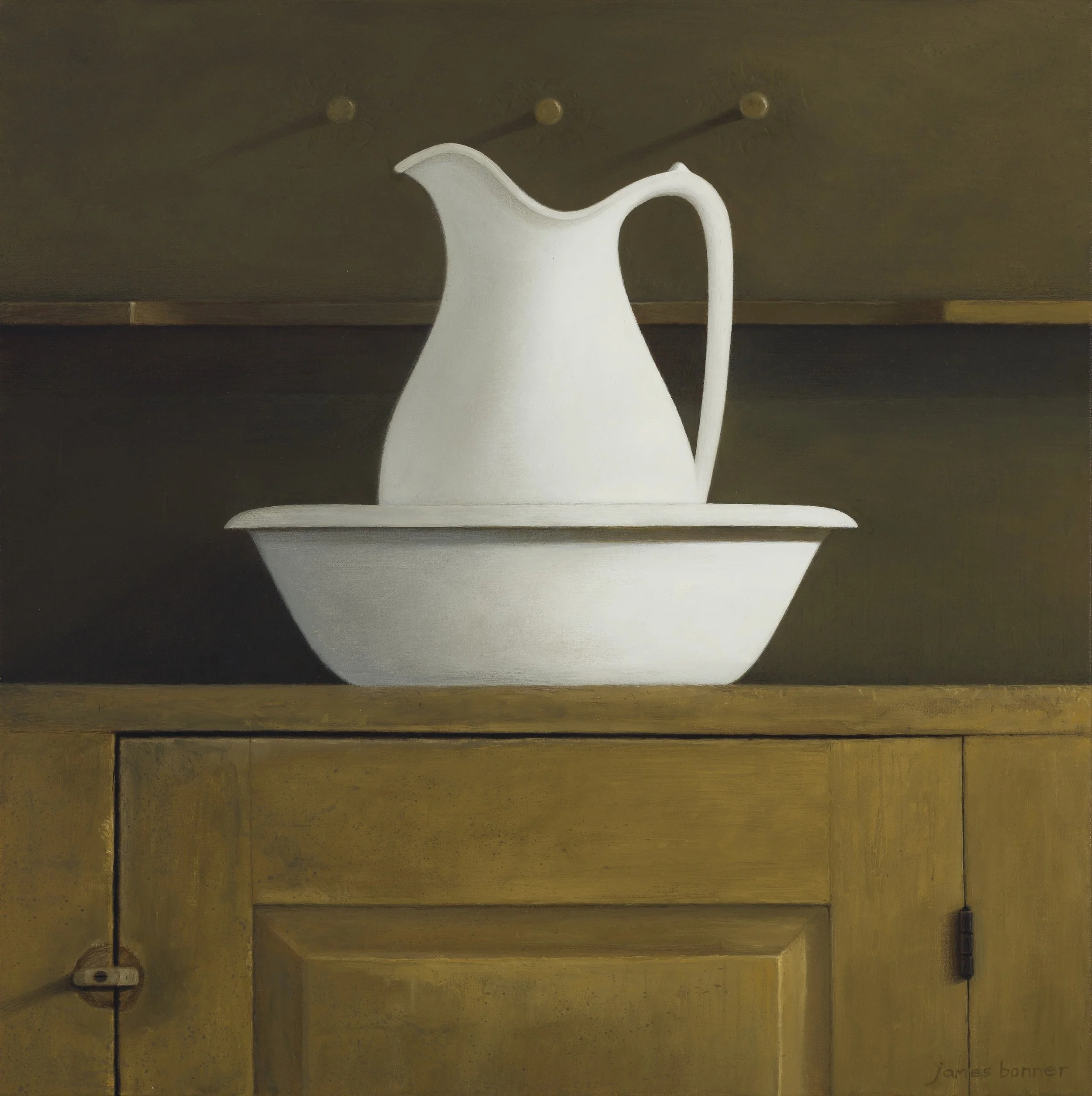 Wash Station, Sabbathday Lake Shaker Village, 2024 (oil on canvas) 20 x 20 in. unframed / 22.5 x 22.5 in. framed / $10, 000