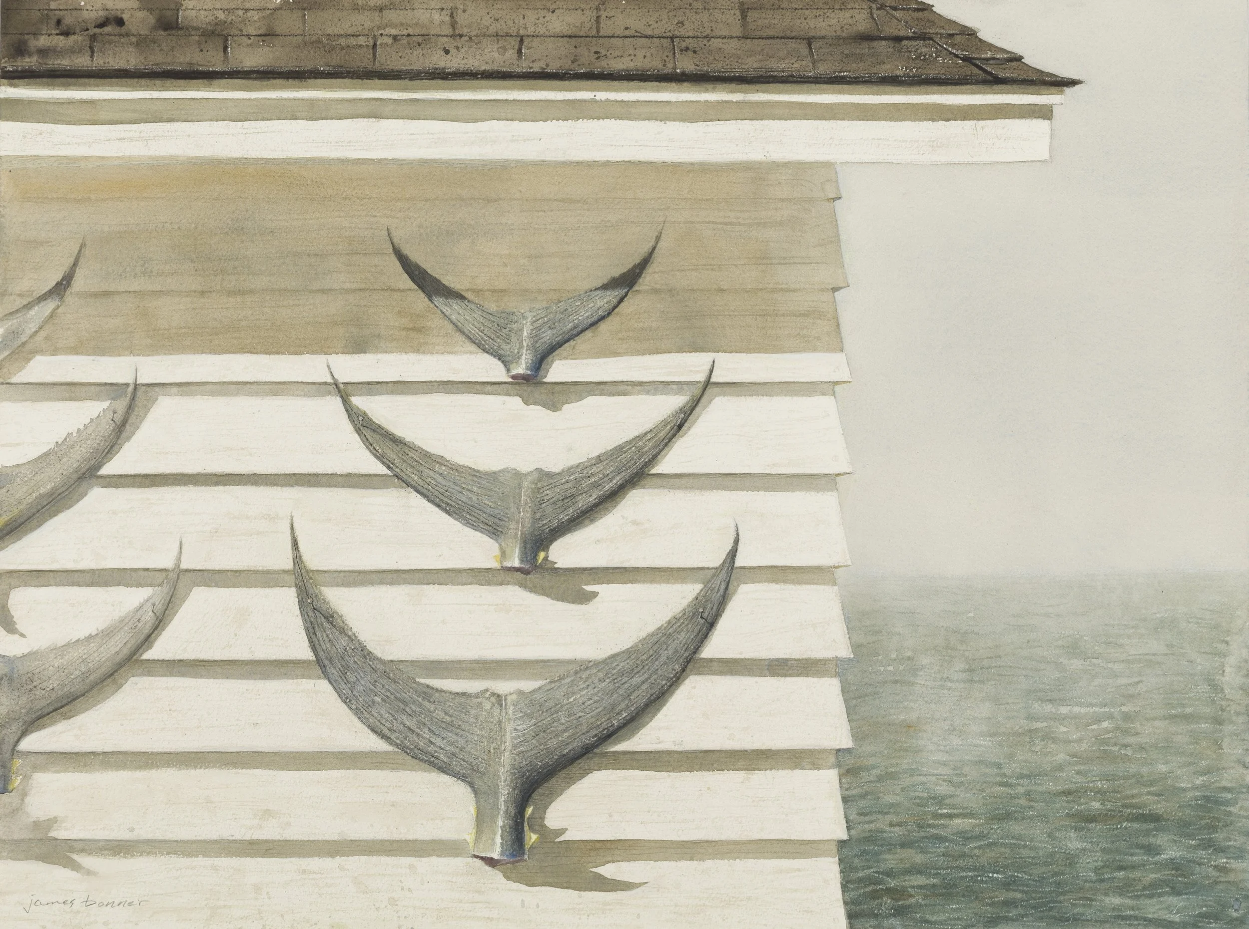 Tuna Tails, 2024 (watercolor and gouache on paper) 18 x 24 in. unframed / 25 x 31 in. framed / $5,500
