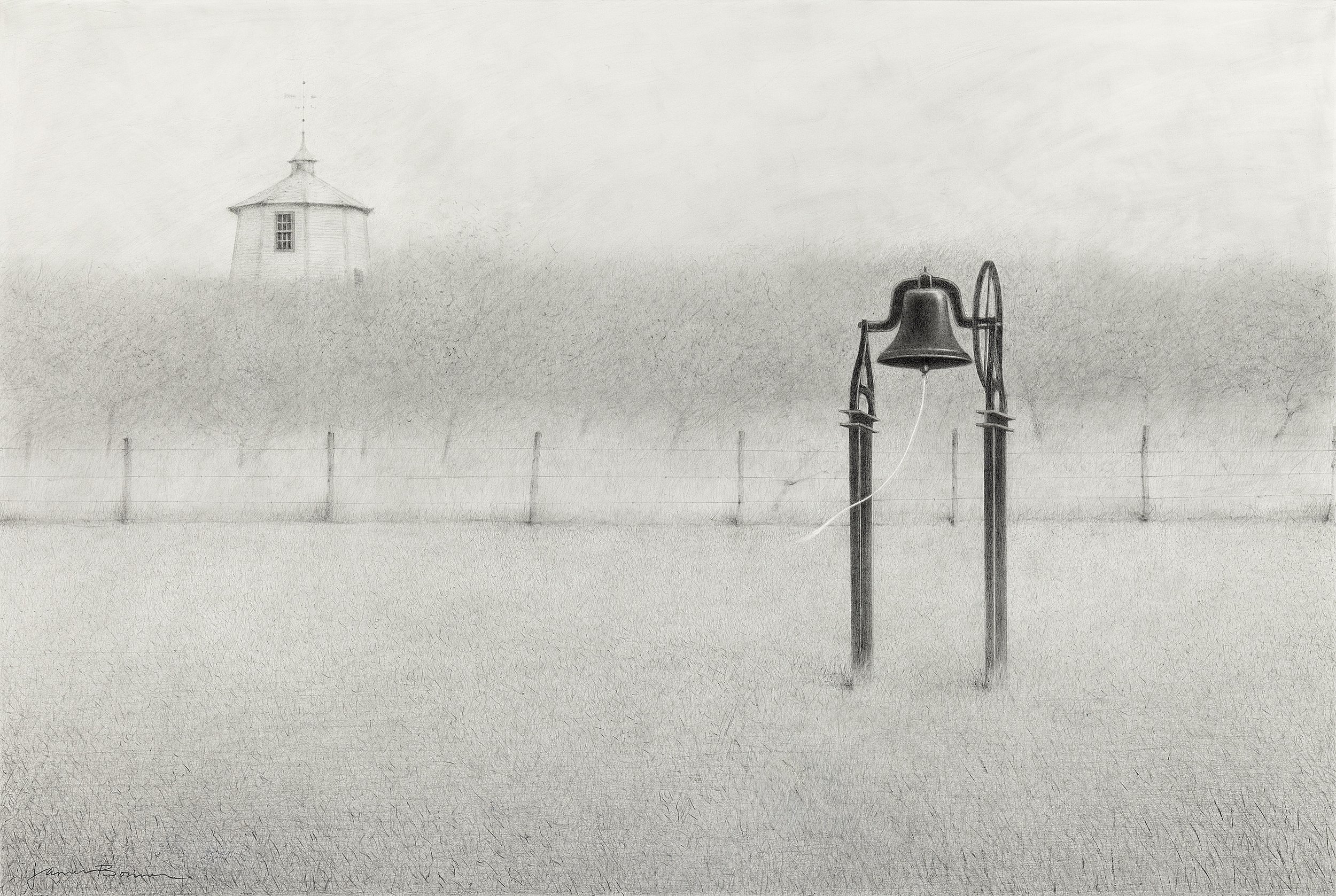 Shaker Bell, Sabbathday Lake Shaker Village, (graphite drawing on mounted paper) 20 x 30 in. unframed / 27 x 37 in. framed / $3,500