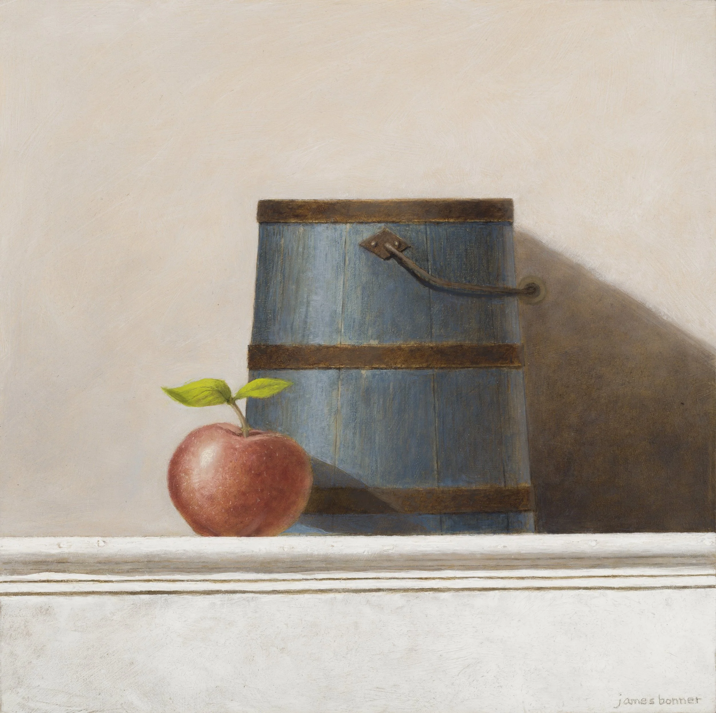 Skaker Bucket with Apple (oil on panel) SOLD