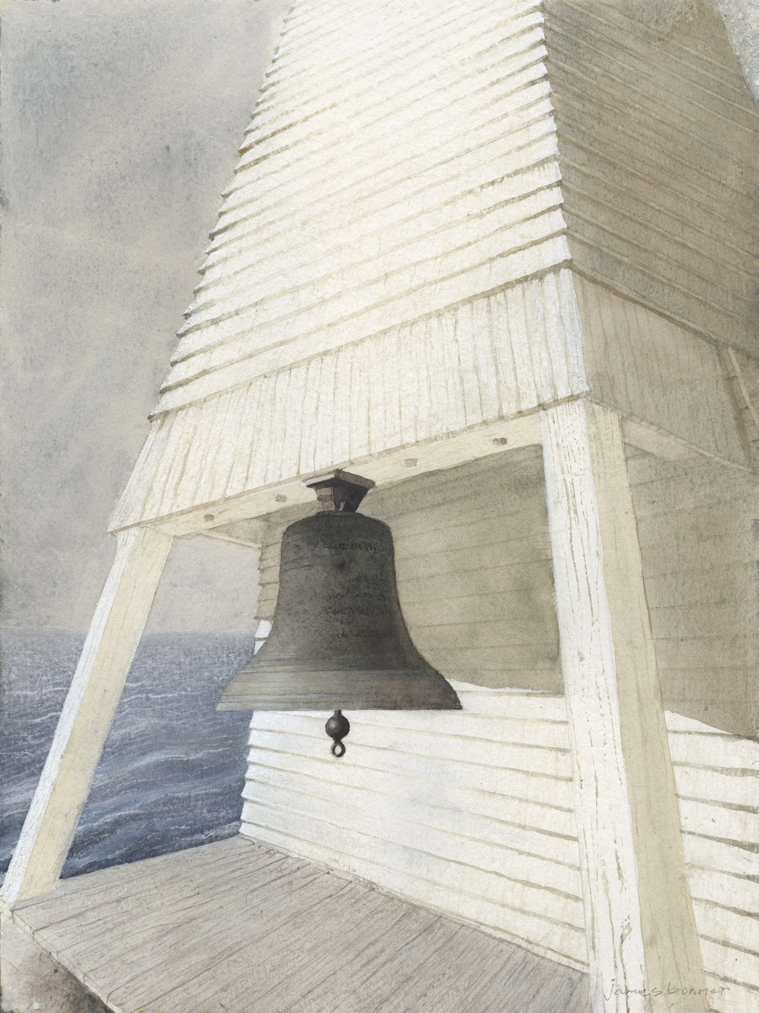 Fort Point Fog Bell, 2021 (watercolor and gouache on paper) 12 x 16 in. unframed / 24 x 20 in. framed / $4,000
