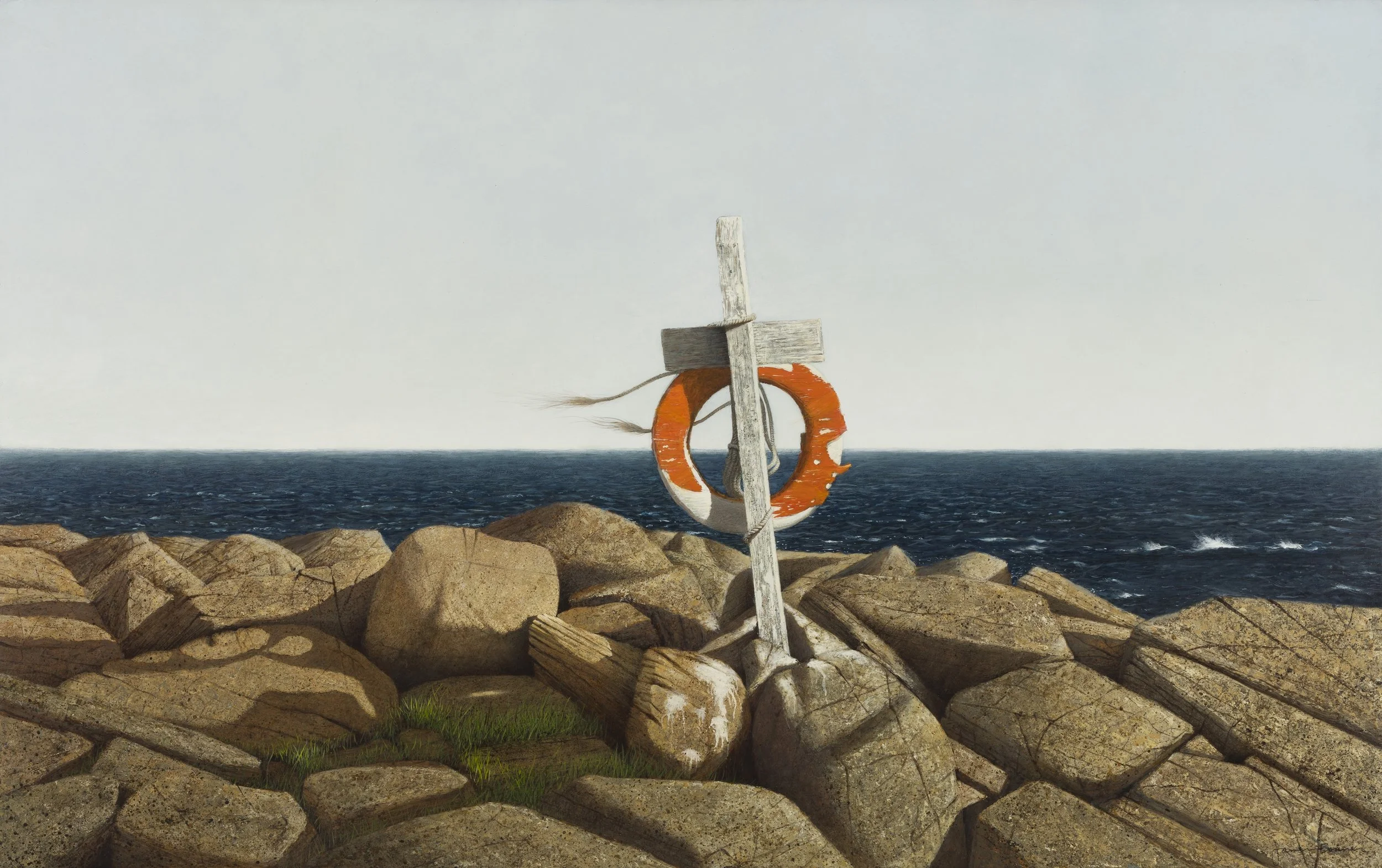 Monhegan Lifeline (acrylic on panel) 28 x 42 framed, $15,000