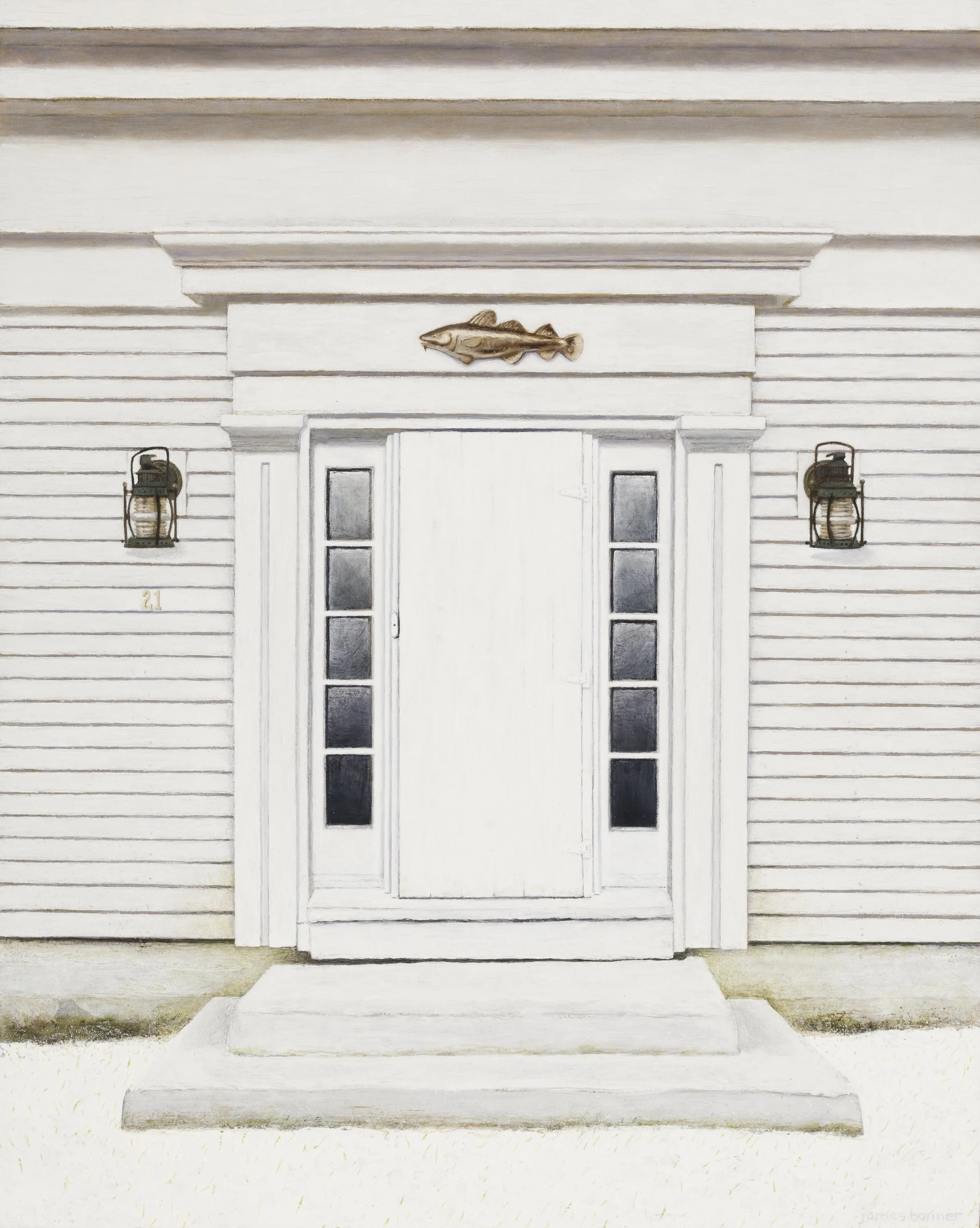 Winter Door, Fish House, 2023 (oil on panel) 20 x 16 in. unframed / 22.5 x 18.5 in. framed / $8,000