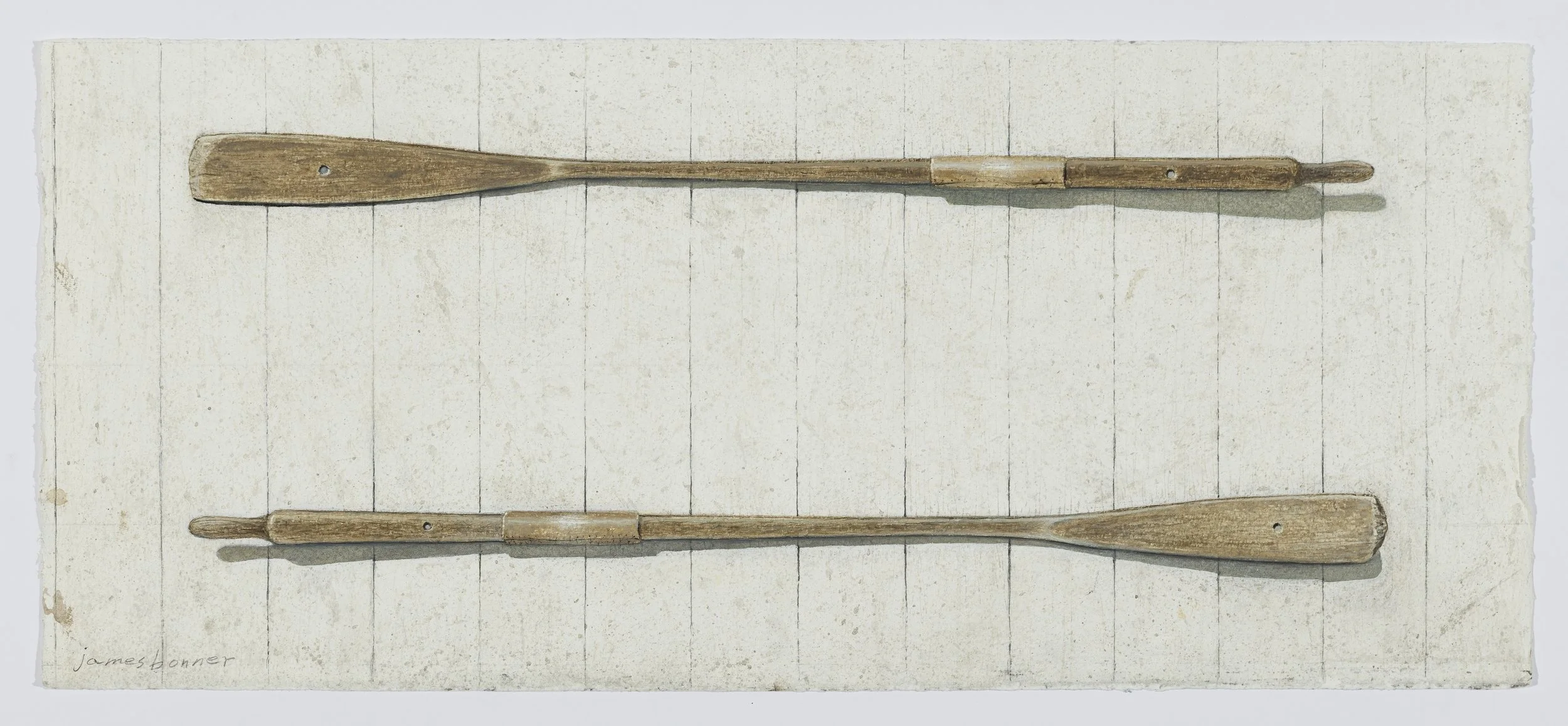 Antique Oars Study, 2023 (watercolor and gouache on paper) 10 x 22 in. unframed / 16.5 x  29 in. framed / $2,900
