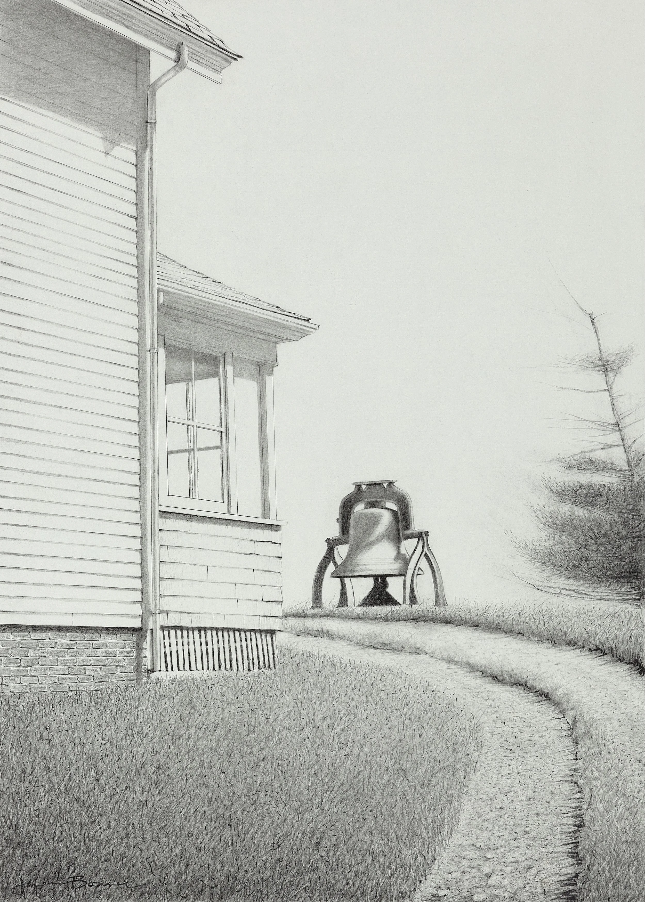 Monhegan Fog Bell Study, (graphite drawing on paper) SOLD