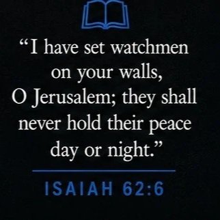 Bible verse Isaiah 62:6 on a black background, with a small open book icon at the top.