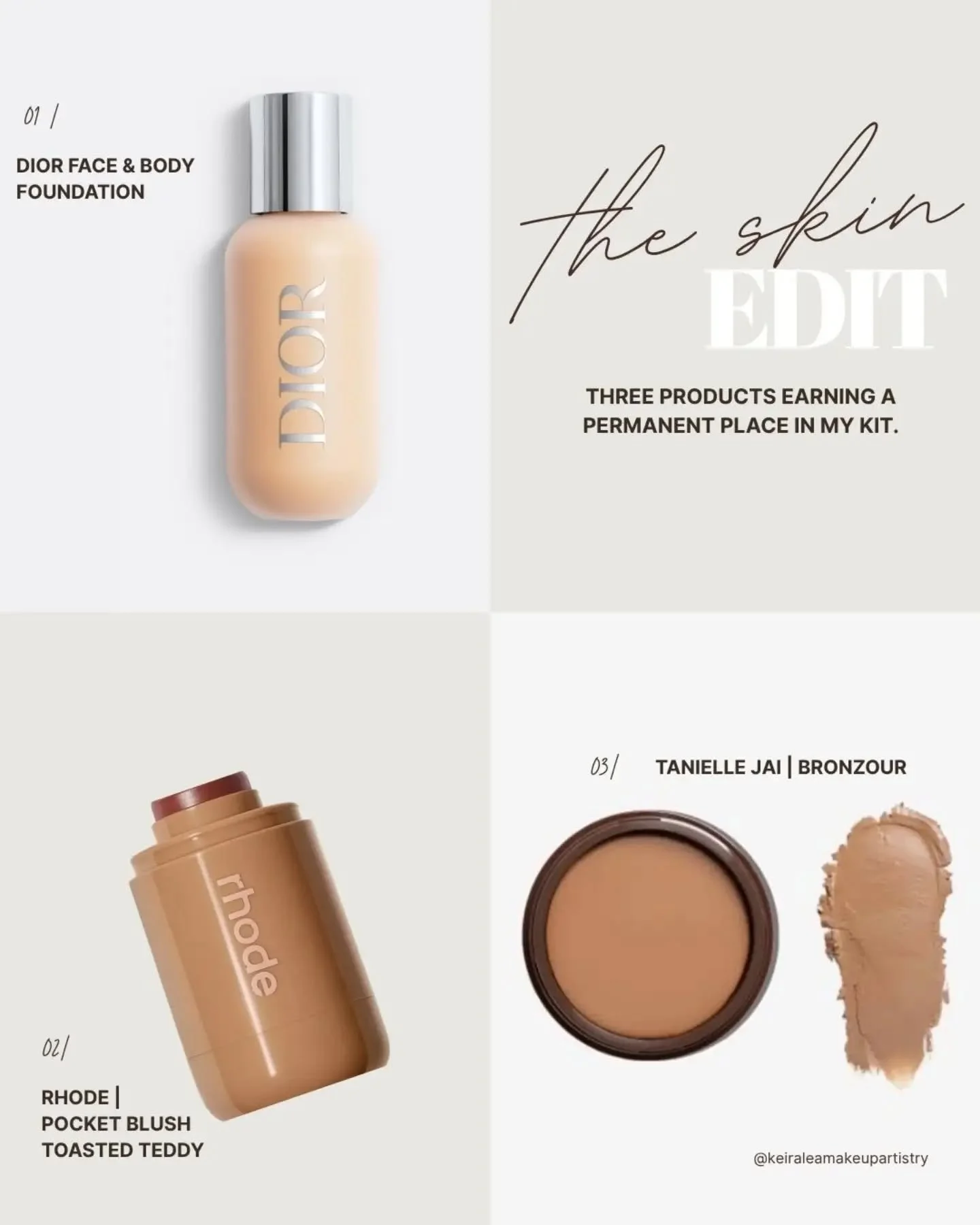 The Skin Edit | Vol. 01 🤍
3 products currently earning a permanent place in my professional kit.

1| Dior Backstage Face &amp; Body Foundation
Lightweight,  buildable and beautifully skin-like. One I reach for when I want coverage without losing the