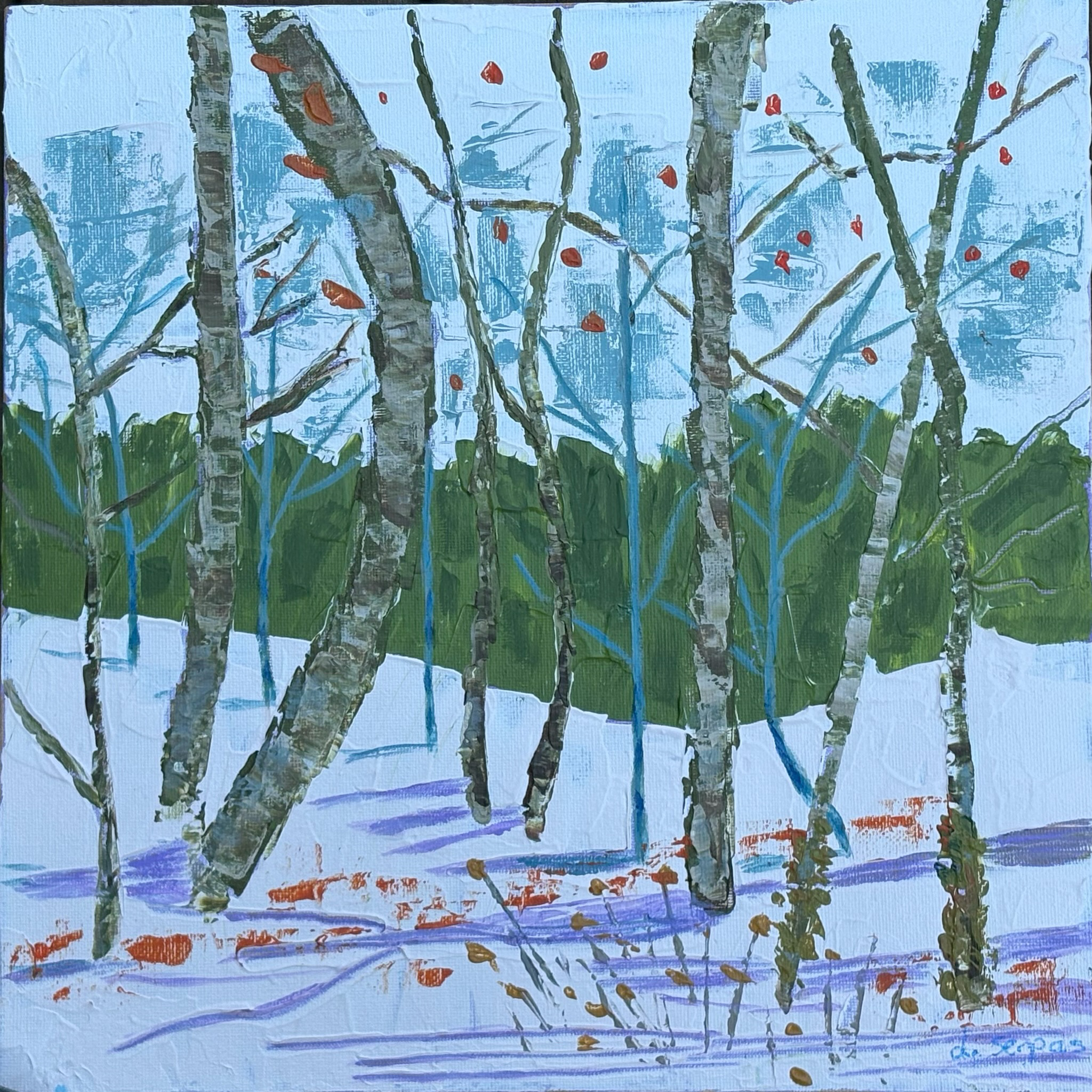 The Woods		12" x 12" 	Acrylic on canvas