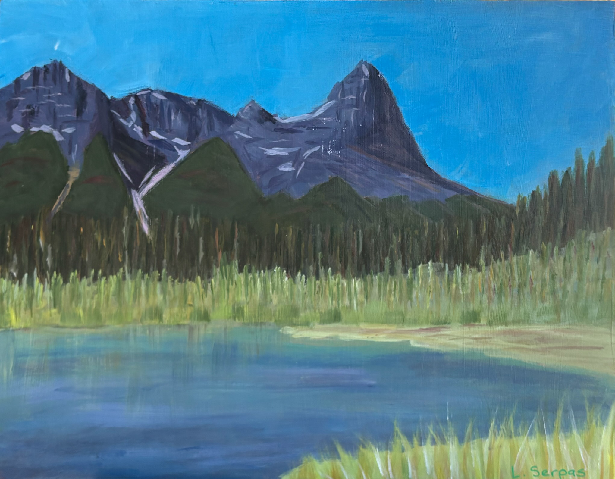Ha Ling Peak + Friend		14" x 11"	Acrylic on board en plain air