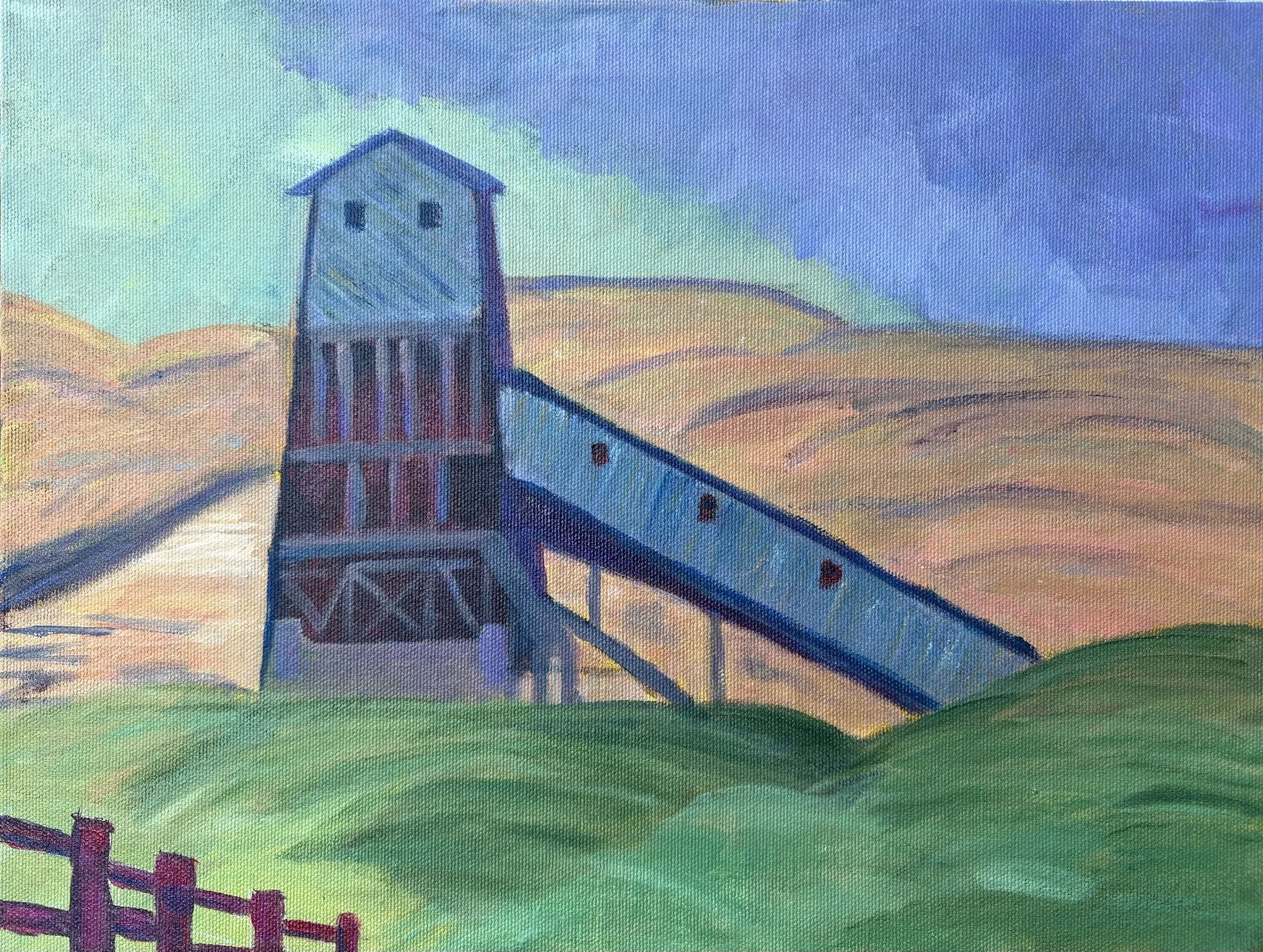 Atlas Mine (Drumheller)  -Acrylic on canvas 11 x 14