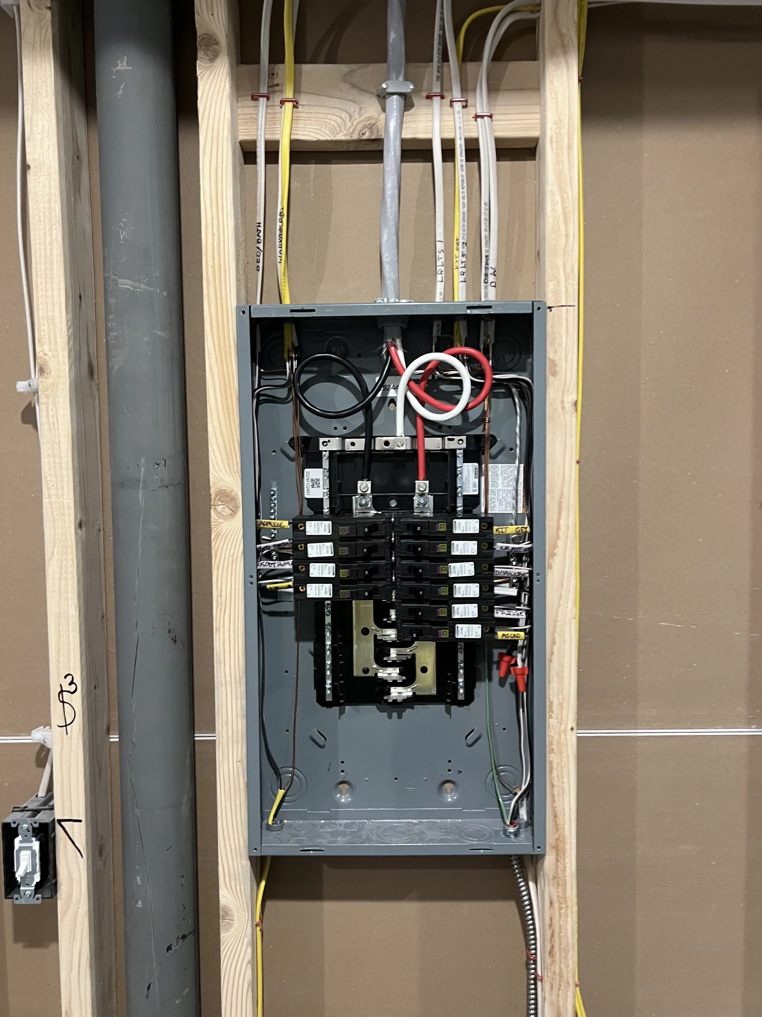 Basement finish electrical sub panel 