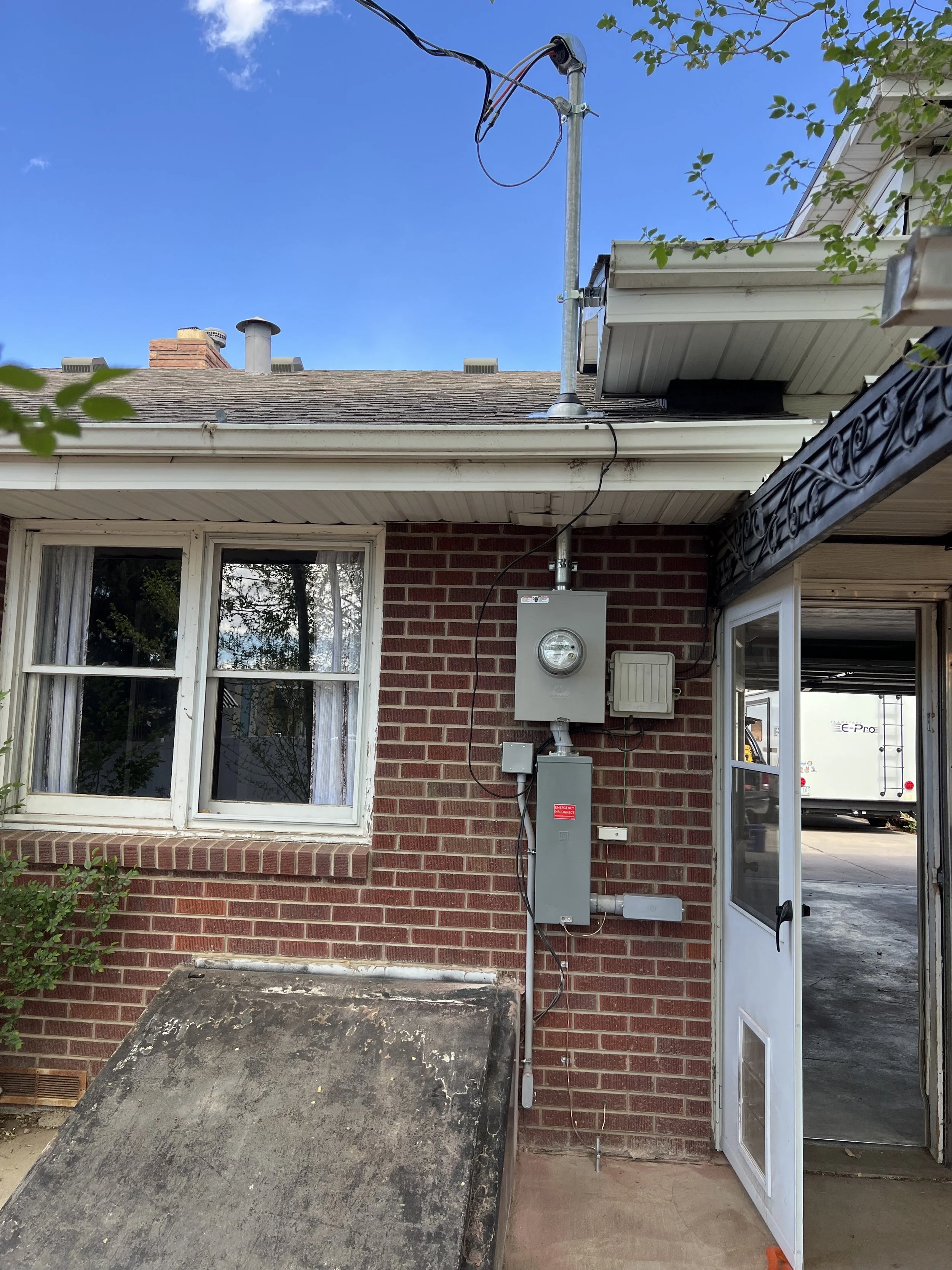 Residential overhead electrical meter and service upgrade in Loveland, Colorado