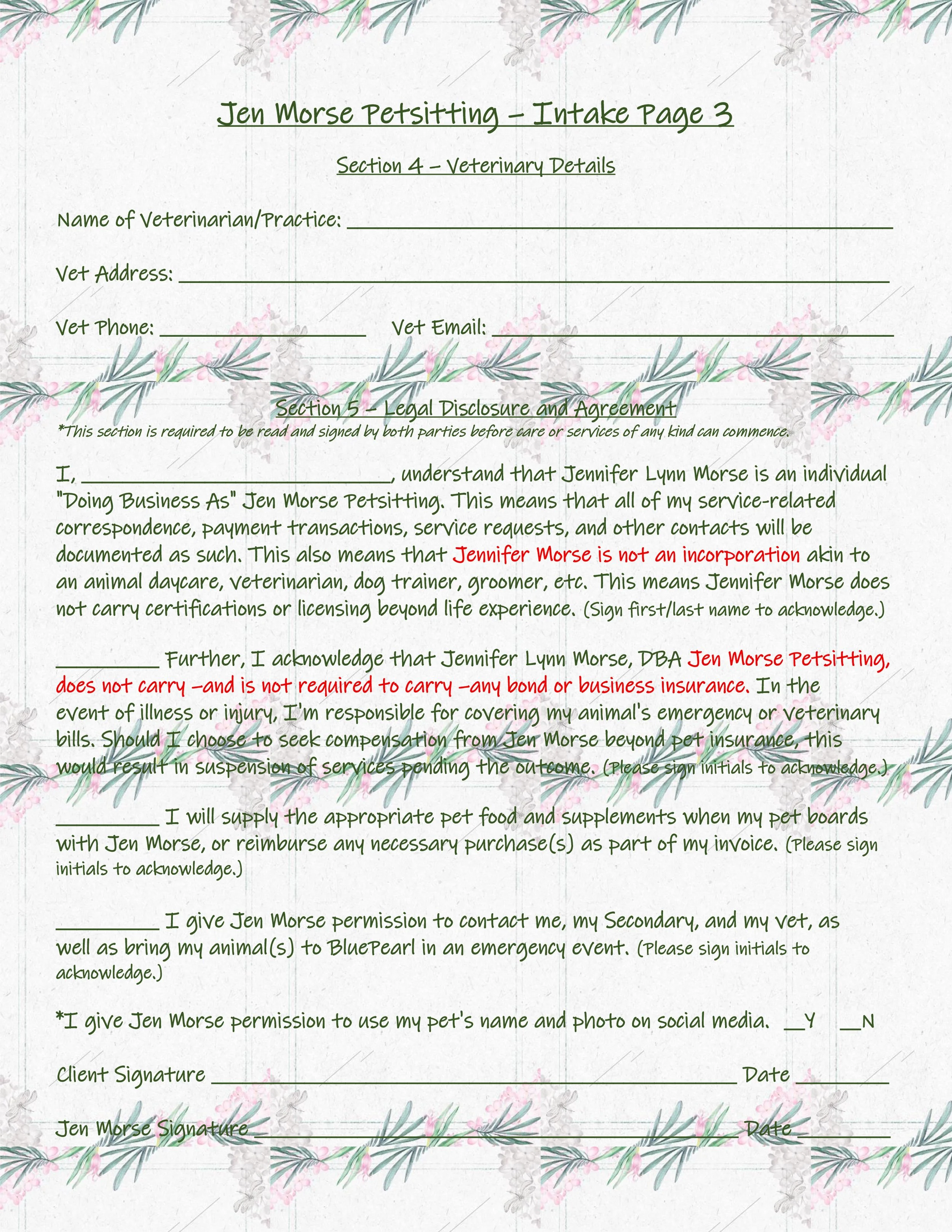Intake Form Page 3