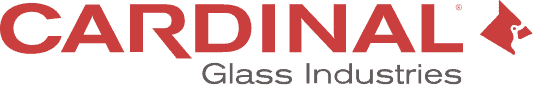 Logo of Cardinal Glass Industries with red background and black text.