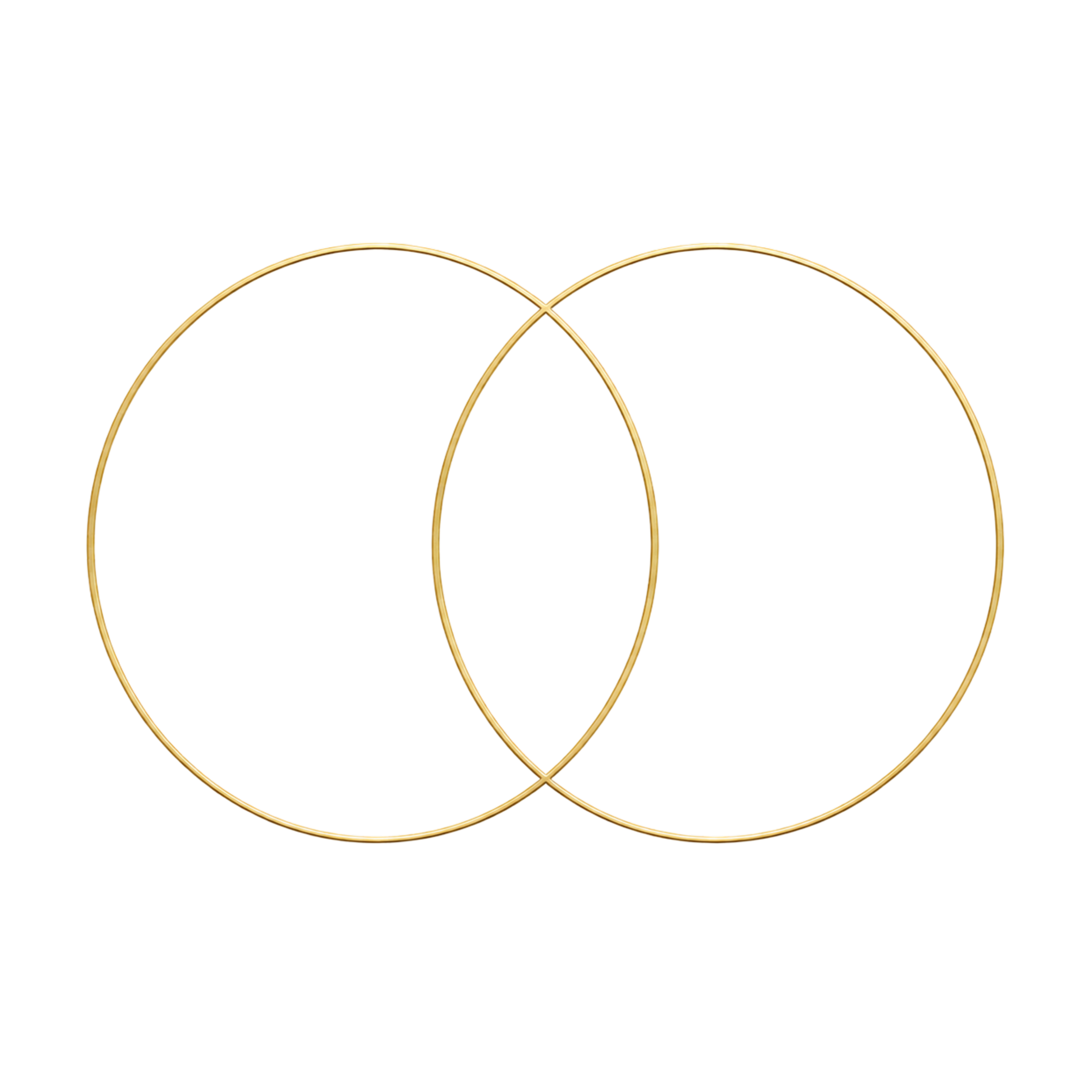 Three gold wedding rings on a black background, with one ring being larger and positioned at a different angle.